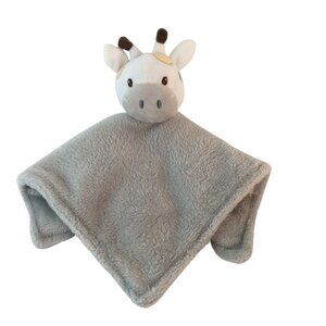 DTU Gray Giraffe Lovey 11" Plush Baby Security Blanket Yellow Blue Peach Spots